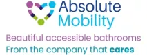 Abslolute Mobility logo, featuring the tagline "Beautiful accessible bathrooms from the company that cares"