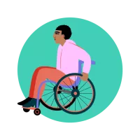 illustration of person in a wheelchair