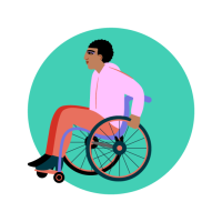 illustration of person in a wheelchair