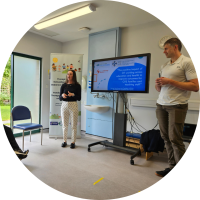 Danielle and James deliver a presentation