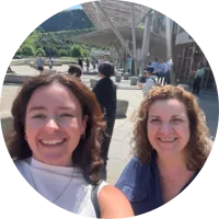 Katie MacGregor with a member of the Health, Social Care and Sport Committee at the Scottish Parliament