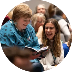OT event attendees sharing a moment of levity together