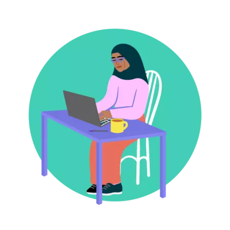 illustration of women on laptop