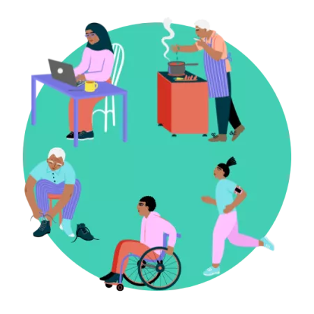 illustrations of people doing activities