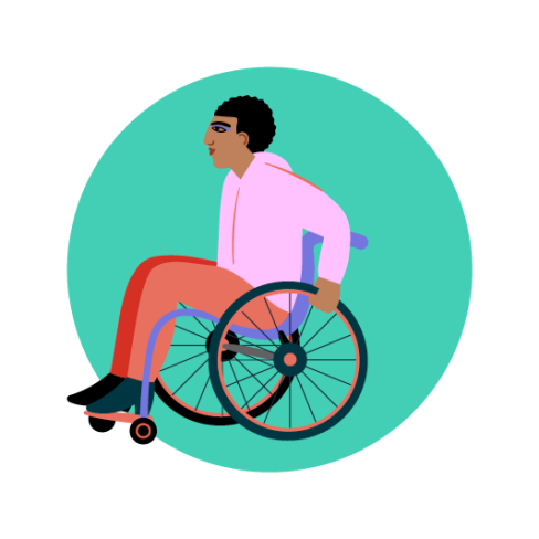 illustration of person in a wheelchair