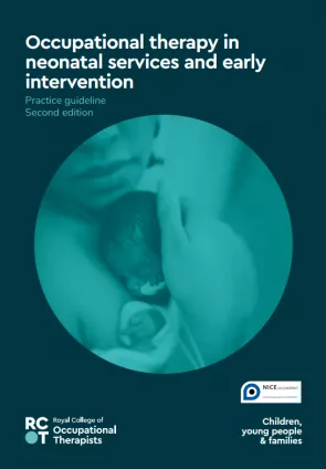 Image of front of publication, mother and baby on a teal background